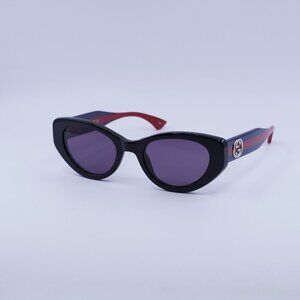 Gucci GG1862S 004 Sunglasses Black/Blue/Red Cat Eye Frame, Violet Lenses